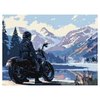 Set školních potřeb Malowanie po numerach -Motocyklista w górach 30x40
