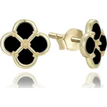 Olivie Pozlacené stříbrné náušnice s černou perletí TALIS