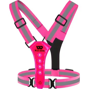 Pánská bunda WEST BIKING Reflexní vesta s LED světly RŮŽOVÁ