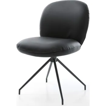 Jídelní židle DELIFE Jídelní židle Nube-Flex pravá kůže černá křížová podnož zúžená černá otočný o 180° taštičkové pružiny