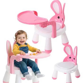 Jídelní židlička KIK Dětská jídelní židlička na hraní a krmení růžová