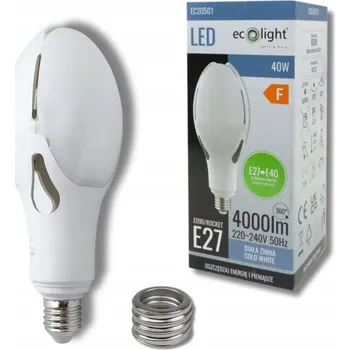 Žárovka Žárovka Ecolight Rocket E27 40W 6000K 4000lm Patice E-27 -> E-40 EC20501