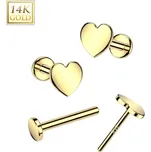 Atreya Bezzávitová labreta ze 14kt zlata ploché srdíčko, AU 585