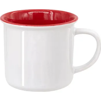 Červený keramický hrnek s barevným vnitřkem imitující smalt