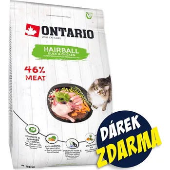 Volný čas Krmivo Ontario Cat Hairball 2kg + 4 kapsičky ZDARMA