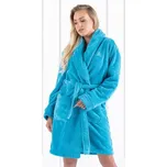 Momenti per Me Huňatý župan Victoria tyrkysový s výšivkou