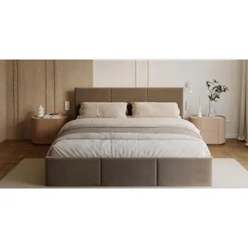 Postel Čalouněná postel FRESIA 90x200cm Hnědá Paris s úložným prostorem kovový rošt