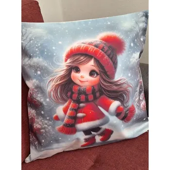 Povlak na polštářek Povlak na polštářek holčička, červená čepice