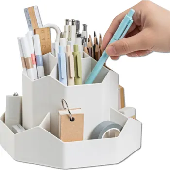 Úložný box Camerazar Otočný organizér na školní potřeby, držák na pera s přihrádkami