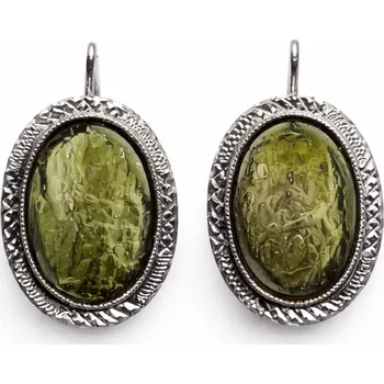 Náušnice Stříbrné náušnice s vltavíny 1,8cm. x 1,2cm.