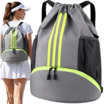 Městský batoh Camerazar Sportovní batoh se stahovací šňůrkou na gymnastický trénink, šedá sportovní taška