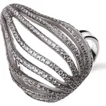 Stříbrný prsten s řadami zirkonů - Meucci SS258R