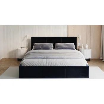 Postel Čalouněná postel FRESIA 160x200cm Tmavě modrá Paris s úložným prostorem kovový rošt