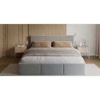Postel Čalouněná postel FRESIA 90x200cm Světle šedá Paris s úložným prostorem kovový rošt