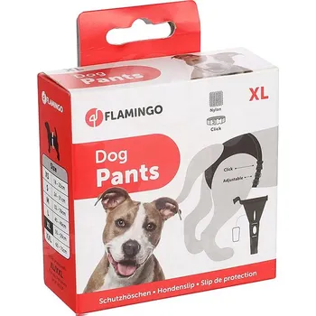 Obleček pro psa Hárací kalhotky pro psy Flamingo - černá, 50-59 cm (XL) + 4 ks vložky