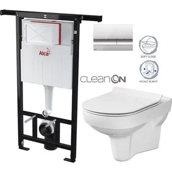 WC sada ALCA Jádromodul - předstěnový instalační systém s chromovým tlačítkem M1721 + WC CERSANIT CITY NEW CLEANON + WC SEDÁTKO SLIM AM102/1120 M1721 CI2