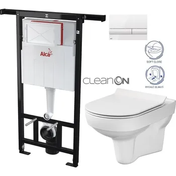 WC sada ALCA Jádromodul - předstěnový instalační systém s bílým tlačítkem M1710 + WC CERSANIT CITY NEW CLEANON + WC SEDÁTKO SLIM AM102/1120 M1710 CI2