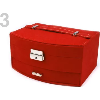 Šperk Stoklasa Dvoupatrová sametová šperkovnice se šuplíčkem 720025 - červená jahodová