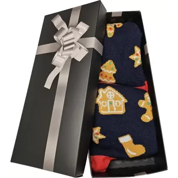 Dámské punčochy Ponožky v krabičce On a Ona Perníček ( 2 páry) - tmavě modrá