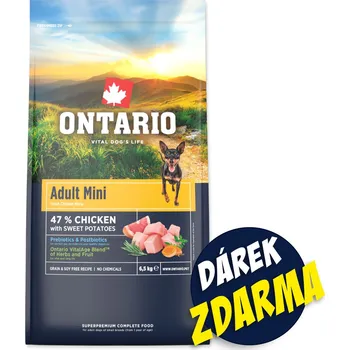 Krmivo Ontario Adult Mini Chicken 6,5kg+ 3 konzervy 200g ZDARMA