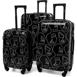 Rogal Černá sada 3 skořepinových cestovních kufrů Mystery - vel.