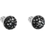 Stříbrné náušnice pecka s krystaly Swarovski černé kulaté 31336