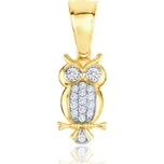 OLIVIE MINET Zlatý přívěs sova s bílými zirkony Au 585/1000