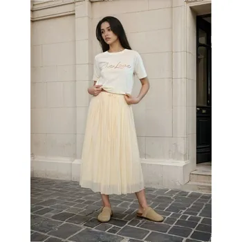 Dámská sukně Sinsay - Plisovaná midi sukně s páskem na vázání - žlutá - 270GZ-10X - 270GZ-10X-XXL