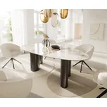 DELIFE Jídelní stůl Edge oválný 220x120 keramika Minas melange bílá béžová pilíř nerezová ocel grafit