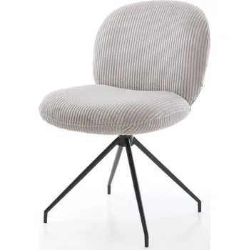 Jídelní židle DELIFE Jídelní židle Nube-Flex plyšový manšestr stříbrně šedá křížová podnož zúžená černá 180° otočná taštičkové pružiny