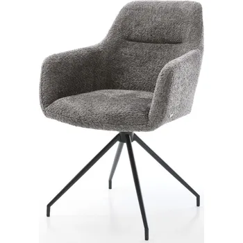 Jídelní židle DELIFE Jídelní židle Pejo-Flex bouclé šedá křížová podnož zúžená černá taštičkové pružiny