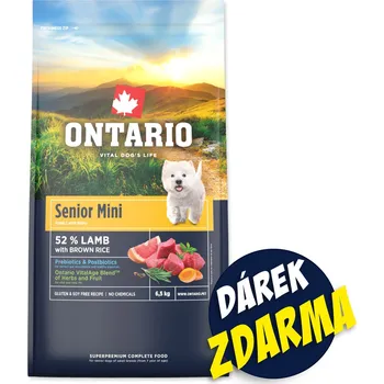 Krmivo pro psa Krmivo Ontario Senior Mini Lamb 6,5kg+ 3 konzervy 200g ZDARMA