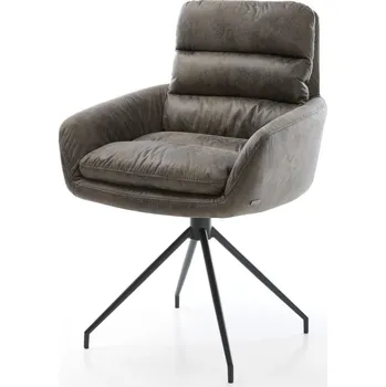 Jídelní židle DELIFE Jídelní židle Abelia-Flex s područkami mikrovlákno šedá antik křížová podnož zúžená černá