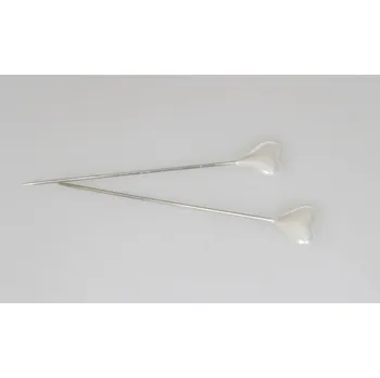 Nástroj na niť a příze Svatba-eshop Špendlík bílé perleťové srdíčko 1 ks