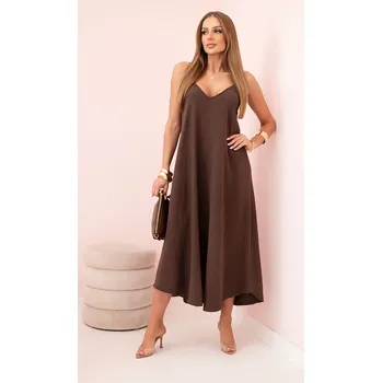 Dámské šaty Kesi Mušelínové šaty Lucky na ramínka Barva: Hnědá, Velikost: UNI