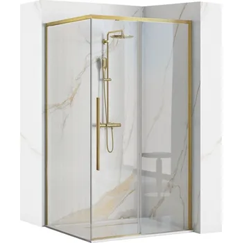 Rea REA/S - Sprchový kout SOLAR - zlatý Brush 90x90 Se sprchovou vaničkou Savoy black KPL-96019