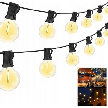 Venkovní osvětlení ZAHRADNÍ GIRLANDA SVĚTELNÁ DEKORACE 18M ŽÁROVKY 30 LED VENKOVNÍ SVĚTÝLKA