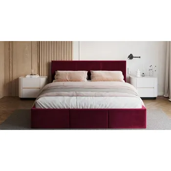 Postel Čalouněná postel FRESIA 120x200cm Vínová Paris s úložným prostorem kovový rošt