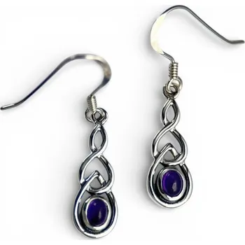 Náušnice Keltský uzel, ametyst, stříbrné náušnice 925/1000