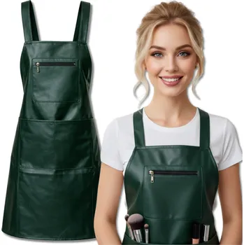 Kuchyňská zástěra Camerazar Zelená kuchyňská zástěra pro ženy i muže s kapsami, nepromokavá