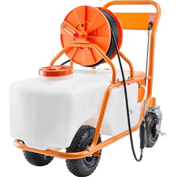 Postřikovač Vevor Zahradní postřikovač na kolech, 60 l, 0–90 PSI, 8 trysek, 2 tyče