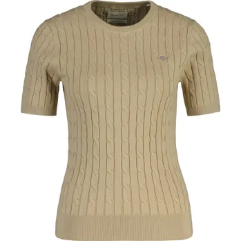 Dámský svetr SVETR GANT STRETCH COTTON CABLE SS C-NECK OAT BEIGE