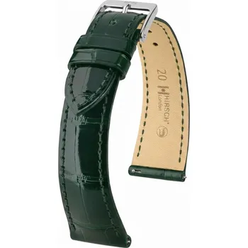Řemínek na hodinky Kožený řemínek Hirsch London L 04307041-2, zelený, aligátoří kůže, délka L, Quick Release - 19 mm