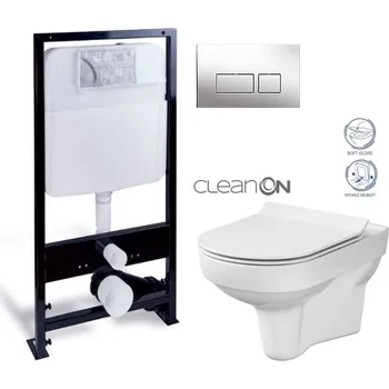 WC sedátko PRIM předstěnový instalační systém s chromovým tlačítkem 20/0041 + WC CERSANIT CITY NEW CLEANON + WC SEDÁTKO SLIM PRIM_20/0026 41 CI2