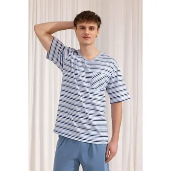 Pánská móda Regina Pánské Pyžamo V-krk Krátké, Modrá XXL i384_47369578