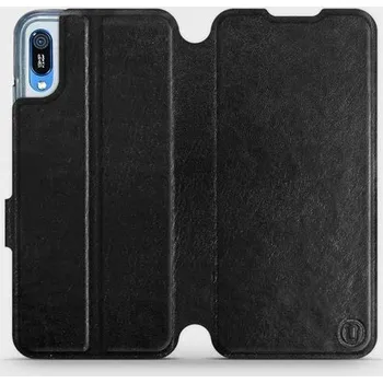 Pouzdro na mobilní telefon Flipové pouzdro Mobiwear - Huawei Y6 2019 - Černé a šedé - VÝPRODEJ (Knížkové flip pouzdro, obal, kryt na mobil Huawei Y6 2019 - Černé a šedé, materiál Umělá kůže + TPU - ochrana 360°, stojánek, silikonová vanička, magnetické zavírání)