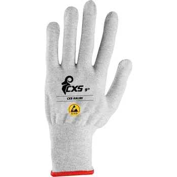 Pracovní rukavice CXS KALIRI / Rukavice antistatické ESD s PVC terčíky - šedá 10