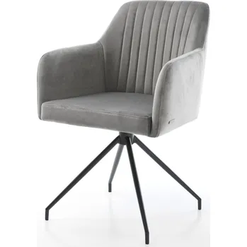 Jídelní židle DELIFE Jídelní židle Greg-Flex samet šedá křížová podnož zúžená černá taštičkové pružiny