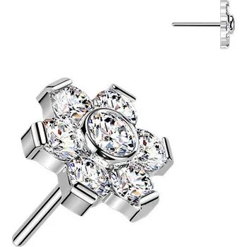 Piercing Šperky4U Ozdobná část k PUSH IN piercingu Moissanit TITAN, 0,11ct (3mm) - TM032