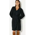 Blancheporte Šaty s nařasením a dlouhými rukávy černá